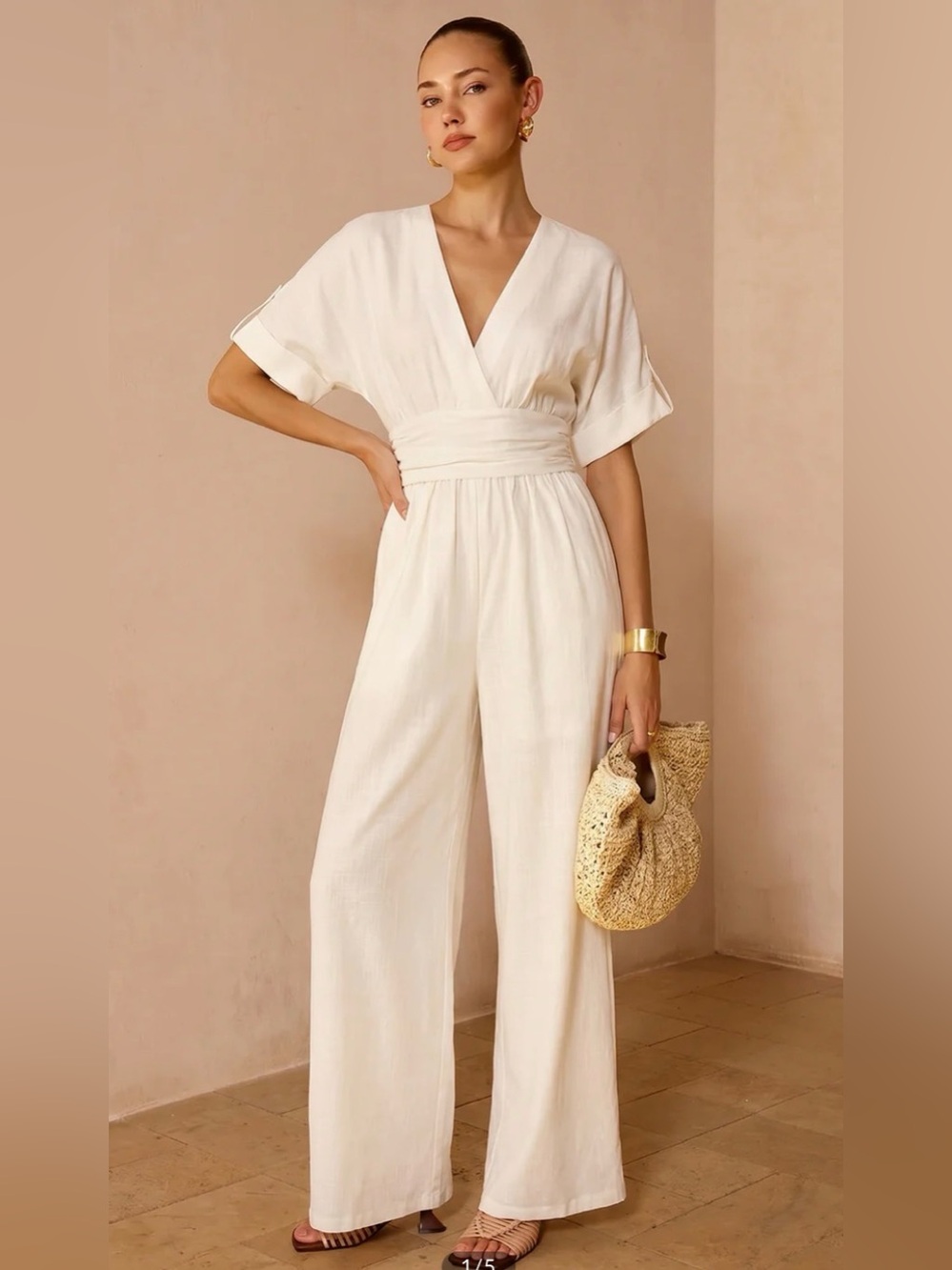 COMMENSE TENCEL BLEND RUCHED JUMPSUIT